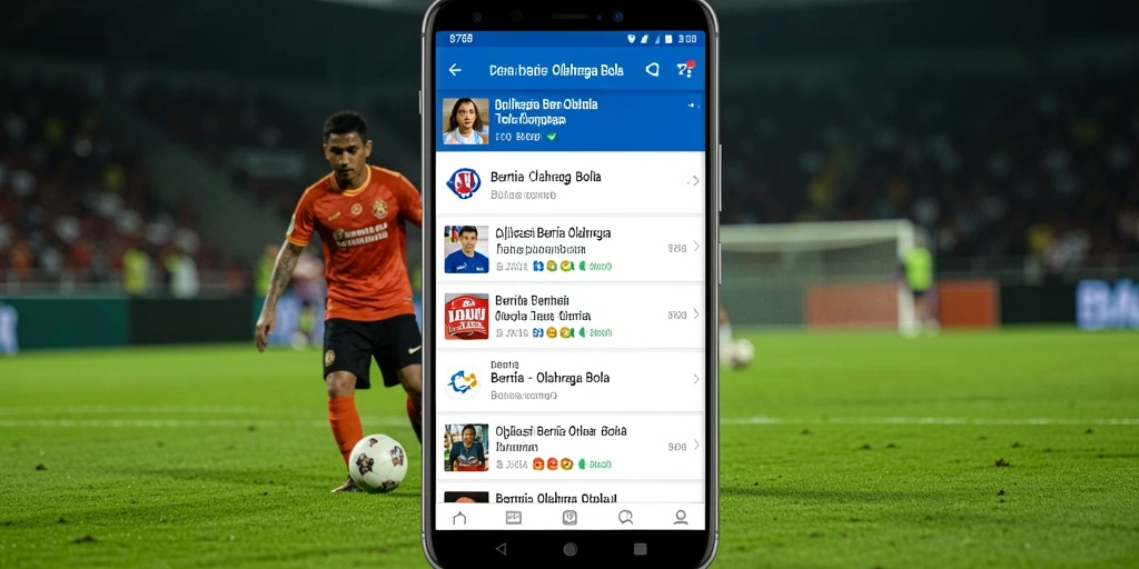 Antarmuka aplikasi 8768 yang menampilkan berita olahraga bola.