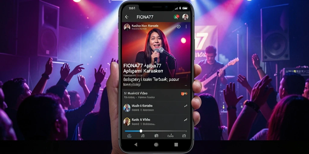 Tampilan antarmuka aplikasi FIONA77 dengan fitur Karaoke yang menarik.