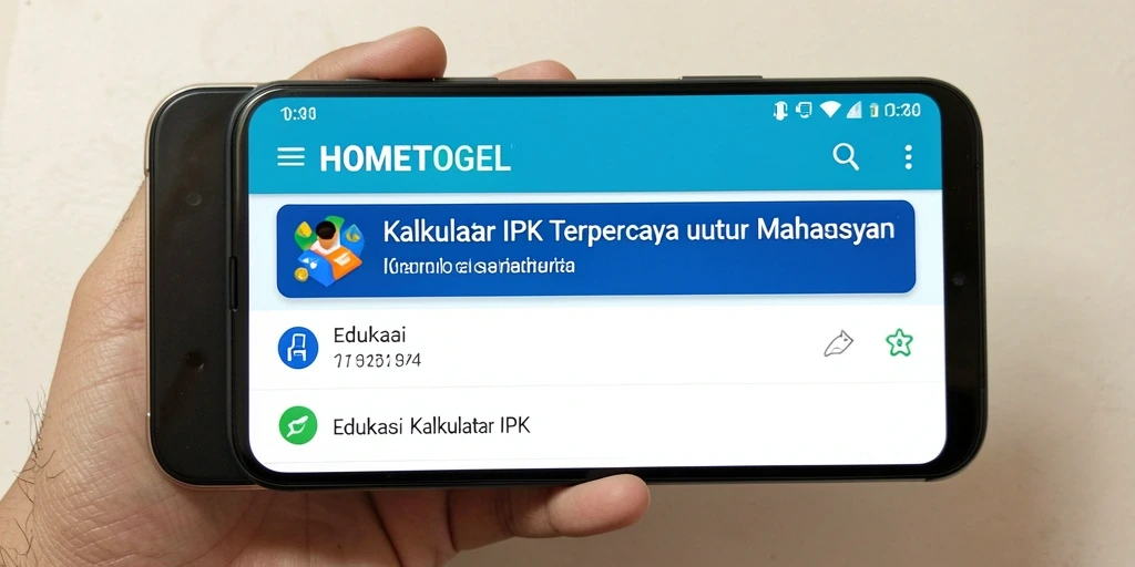 Tampilan antarmuka HOMETOGEL untuk Kalkulator IPK yang jelas dan informatif.