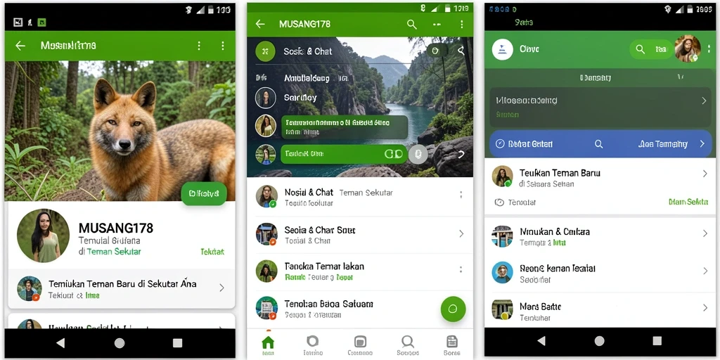 Screenshot utama MUSANG178 menampilkan antarmuka chatting dan fitur pencarian teman.
