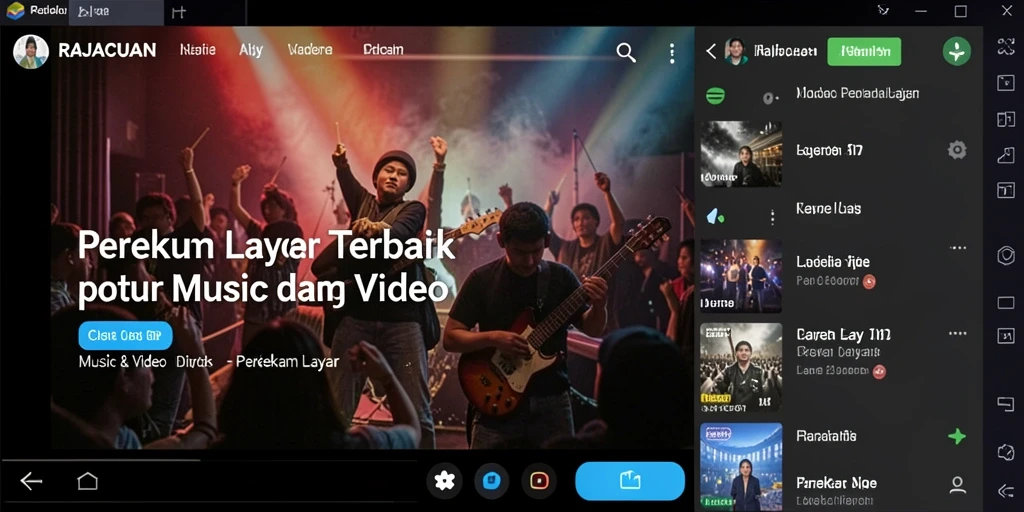 Antarmuka pengguna RAJACUAN menampilkan perekam layar yang intuitif dan responsif.
