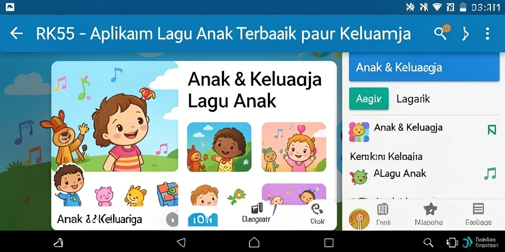 Antarmuka aplikasi RK55 yang menarik dan ramah anak.