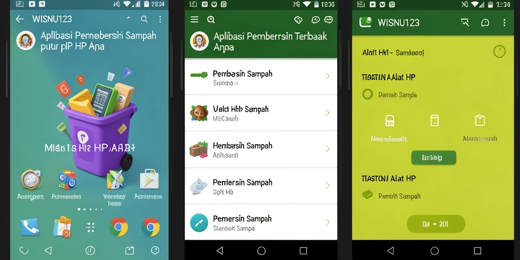 Antarmuka WISNU123 yang intuitif dan efisien dalam pembersihan sampah.